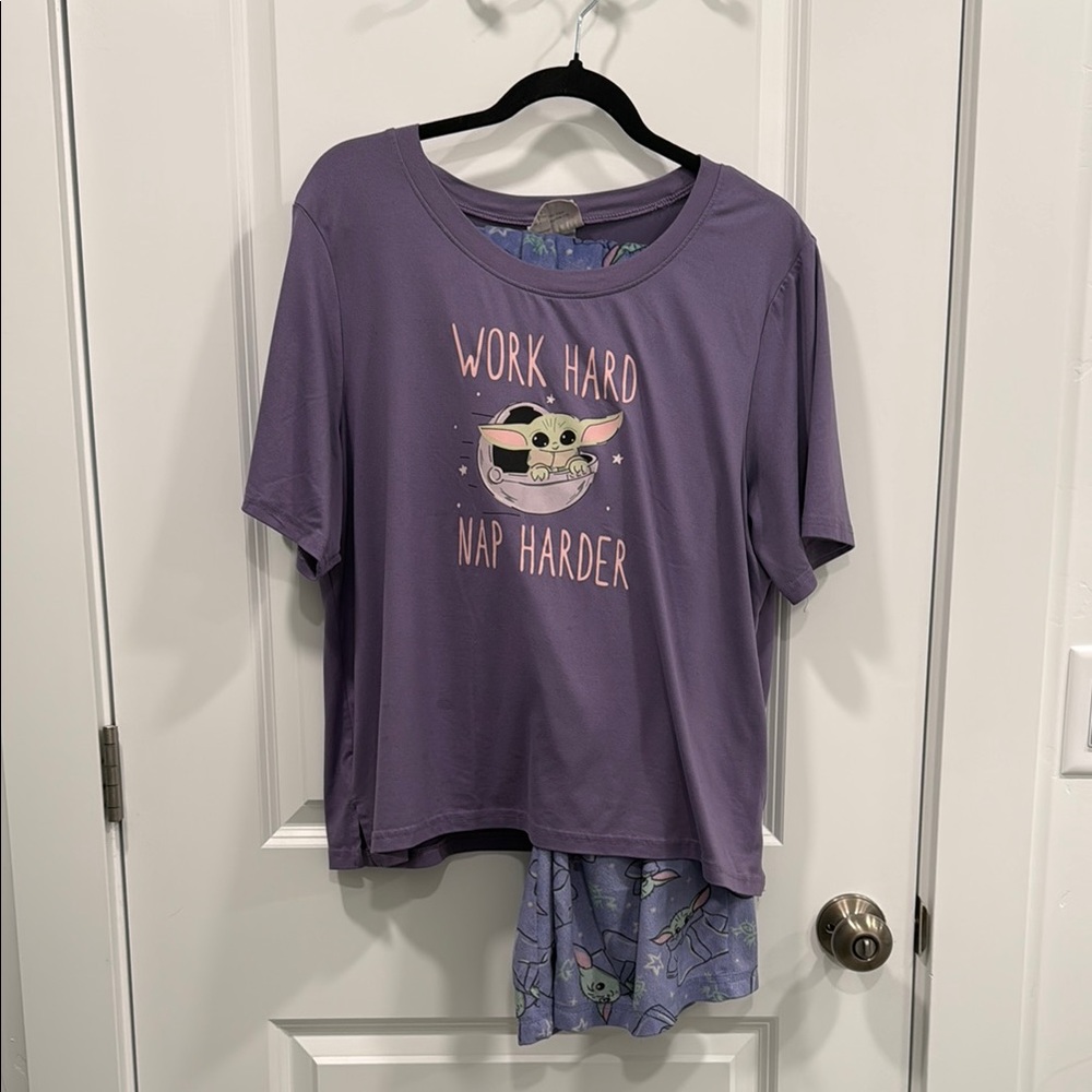 Star Wars Purple and Pink Pajama Set with Baby Grugu Design